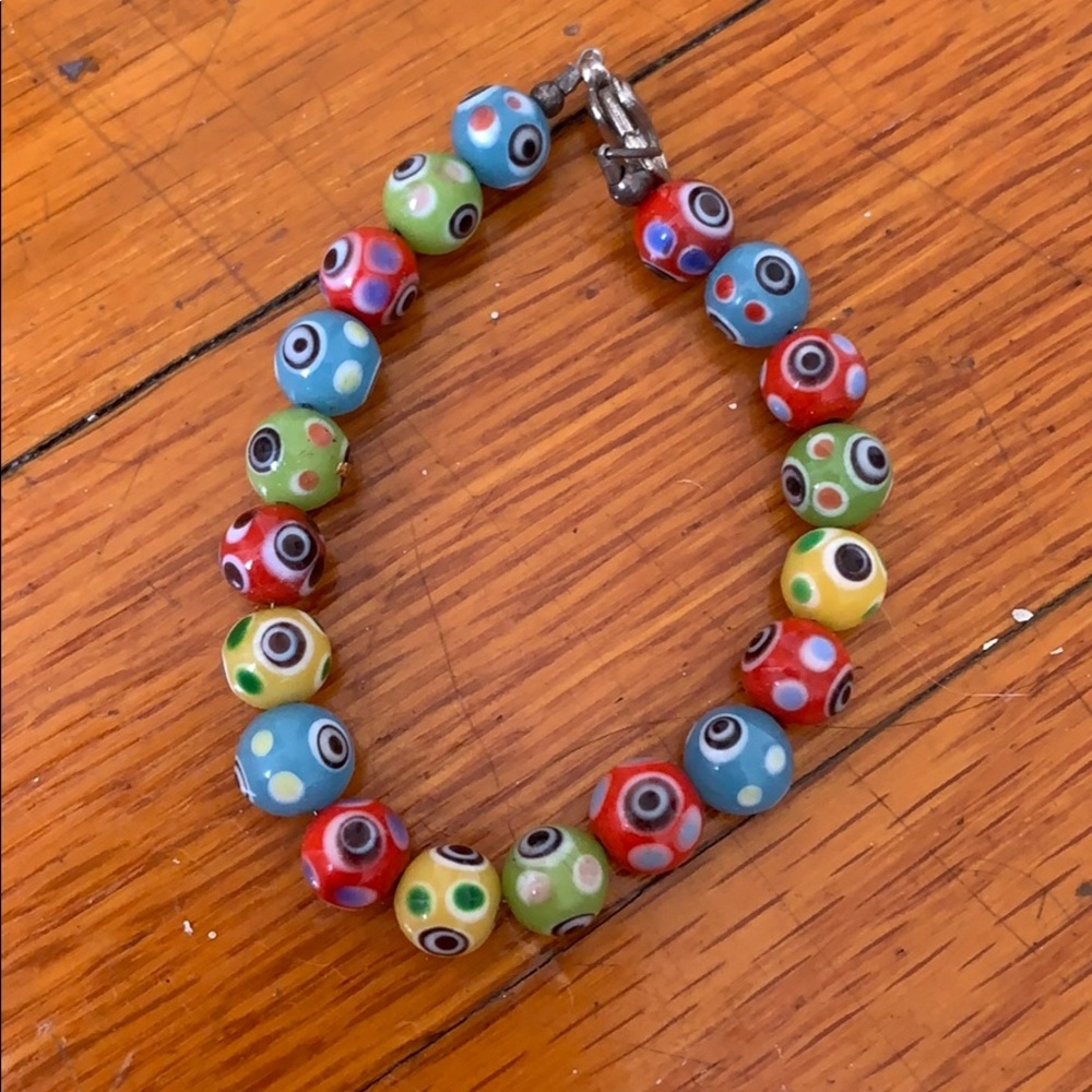Colorful Turkish glass bead evil eye bracelet